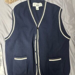 GAP Men's Dark Blue  Wool Vest with White Trim